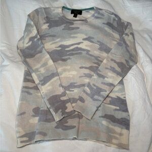 Charter Club Cashmere Camouflage Sweater - Cream and Gray